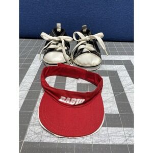 Build A Bear Workshop Black & White Hi Top Sneakers Red Visor
